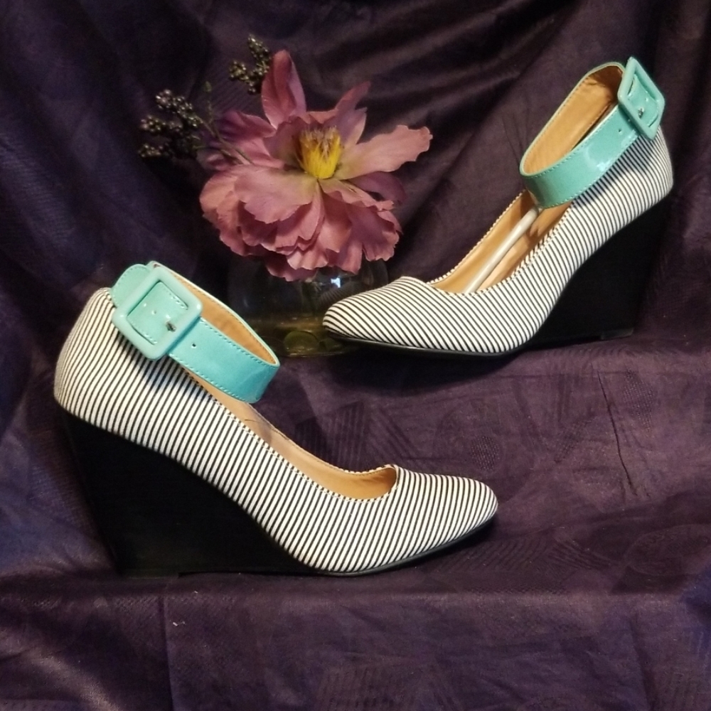 Shoes: Platform Closed Toe Striped Shoes - image 1